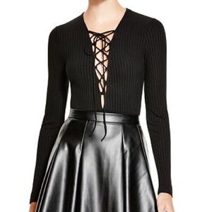 AQUA Ribbed Lace-Up Bodysuit - 100% Exclusive